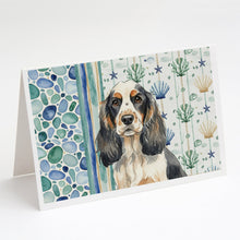 Load image into Gallery viewer, Parti Cocker Spaniel Coastal Sea Glass Greeting Cards Pack of 8