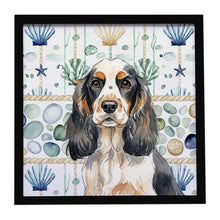 Load image into Gallery viewer, Parti Cocker Spaniel Coastal Sea Glass Framed Metal Print