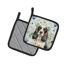 Load image into Gallery viewer, Parti Cocker Spaniel Coastal Sea Glass Pair of Pot Holders