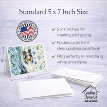 Load image into Gallery viewer, Blue Merle Collie Coastal Sea Glass Greeting Cards Pack of 8