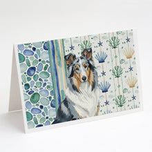 Load image into Gallery viewer, Blue Merle Collie Coastal Sea Glass Greeting Cards Pack of 8