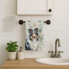 Load image into Gallery viewer, Blue Merle Collie Coastal Sea Glass Kitchen Towel