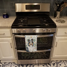 Load image into Gallery viewer, Blue Merle Collie Coastal Sea Glass Kitchen Towel