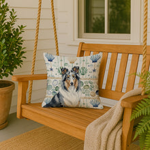 Load image into Gallery viewer, Blue Merle Collie Coastal Sea Glass Throw Pillow