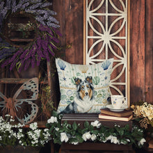 Load image into Gallery viewer, Blue Merle Collie Coastal Sea Glass Throw Pillow