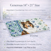 Load image into Gallery viewer, Sable Collie Coastal Sea Glass Dish Drying Mat