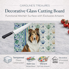 Load image into Gallery viewer, Sable Collie Coastal Sea Glass Glass Cutting Board