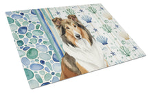 Load image into Gallery viewer, Sable Collie Coastal Sea Glass Glass Cutting Board
