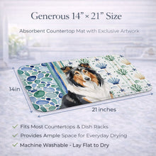 Load image into Gallery viewer, Tricolor Collie Coastal Sea Glass Dish Drying Mat