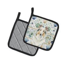 Load image into Gallery viewer, White Collie Coastal Sea Glass Pair of Pot Holders