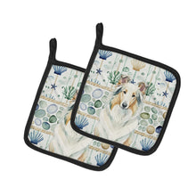Load image into Gallery viewer, White Collie Coastal Sea Glass Pair of Pot Holders