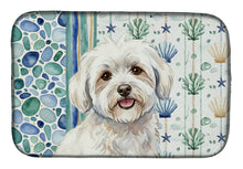 Load image into Gallery viewer, Coton de Tulear Coastal Sea Glass Dish Drying Mat