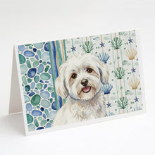 Load image into Gallery viewer, Coton de Tulear Coastal Sea Glass Greeting Cards Pack of 8