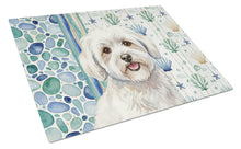 Load image into Gallery viewer, Coton de Tulear Coastal Sea Glass Glass Cutting Board