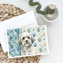 Load image into Gallery viewer, White with Gray Coton de Tulear Coastal Sea Glass Greeting Cards Pack of 8