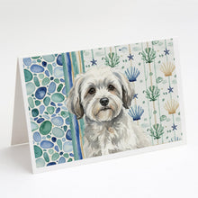 Load image into Gallery viewer, White with Gray Coton de Tulear Coastal Sea Glass Greeting Cards Pack of 8