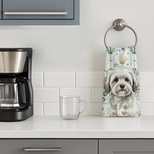 Load image into Gallery viewer, White with Gray Coton de Tulear Coastal Sea Glass Kitchen Towel