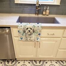 Load image into Gallery viewer, White with Gray Coton de Tulear Coastal Sea Glass Kitchen Towel