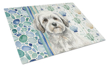 Load image into Gallery viewer, White with Gray Coton de Tulear Coastal Sea Glass Glass Cutting Board
