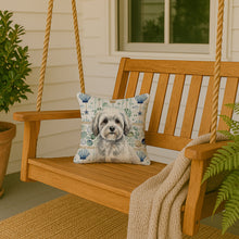 Load image into Gallery viewer, White with Gray Coton de Tulear Coastal Sea Glass Throw Pillow