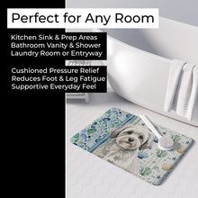 Load image into Gallery viewer, White with Gray Coton de Tulear Coastal Sea Glass Memory Foam Kitchen Mat