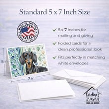 Load image into Gallery viewer, Black and Tan Dachshund Coastal Sea Glass Greeting Cards Pack of 8