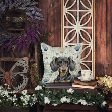Load image into Gallery viewer, Black and Tan Dachshund Coastal Sea Glass Throw Pillow