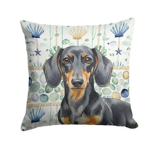 Load image into Gallery viewer, Black and Tan Dachshund Coastal Sea Glass Throw Pillow