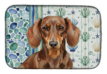 Load image into Gallery viewer, Chocolate and Tan Dachshund Coastal Sea Glass Dish Drying Mat