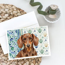 Load image into Gallery viewer, Chocolate and Tan Dachshund Coastal Sea Glass Greeting Cards Pack of 8