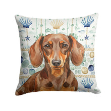 Load image into Gallery viewer, Chocolate and Tan Dachshund Coastal Sea Glass Throw Pillow