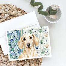 Load image into Gallery viewer, Cream Dachshund Coastal Sea Glass Greeting Cards Pack of 8