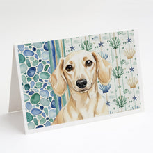 Load image into Gallery viewer, Cream Dachshund Coastal Sea Glass Greeting Cards Pack of 8