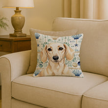 Load image into Gallery viewer, Cream Dachshund Coastal Sea Glass Throw Pillow