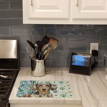 Load image into Gallery viewer, Dapple Dachshund Coastal Sea Glass Glass Cutting Board
