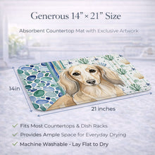 Load image into Gallery viewer, Longhaired Cream Dachshund Coastal Sea Glass Dish Drying Mat