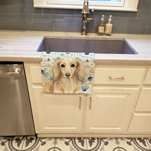Load image into Gallery viewer, Longhaired Cream Dachshund Coastal Sea Glass Kitchen Towel