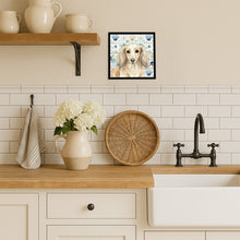 Load image into Gallery viewer, Longhaired Cream Dachshund Coastal Sea Glass Framed Metal Print