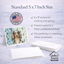 Load image into Gallery viewer, Longhaired Dapple Dachshund Coastal Sea Glass Greeting Cards Pack of 8