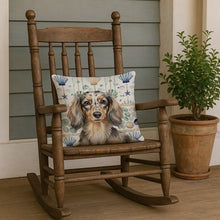 Load image into Gallery viewer, Longhaired Dapple Dachshund Coastal Sea Glass Throw Pillow