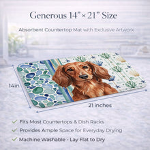 Load image into Gallery viewer, Longhaired Red Dachshund Coastal Sea Glass Dish Drying Mat