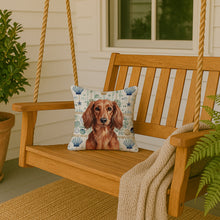 Load image into Gallery viewer, Longhaired Red Dachshund Coastal Sea Glass Throw Pillow