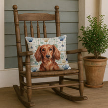 Load image into Gallery viewer, Longhaired Red Dachshund Coastal Sea Glass Throw Pillow