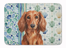 Load image into Gallery viewer, Longhaired Red Dachshund Coastal Sea Glass Memory Foam Kitchen Mat