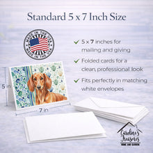 Load image into Gallery viewer, Red Brown Dachshund Coastal Sea Glass Greeting Cards Pack of 8