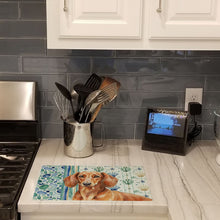 Load image into Gallery viewer, Red Brown Dachshund Coastal Sea Glass Glass Cutting Board