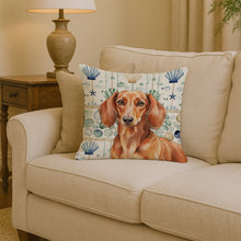 Load image into Gallery viewer, Red Brown Dachshund Coastal Sea Glass Throw Pillow