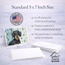 Load image into Gallery viewer, Wirehaired Black and Tan Dachshund Coastal Sea Glass Greeting Cards Pack of 8