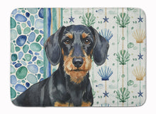 Load image into Gallery viewer, Wirehaired Black and Tan Dachshund Coastal Sea Glass Memory Foam Kitchen Mat
