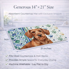 Load image into Gallery viewer, Wirehaired Red Dachshund Coastal Sea Glass Dish Drying Mat